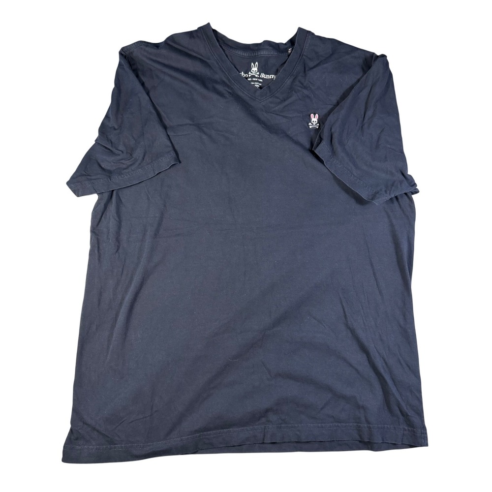 Psycho Bunny Mens Navy Blue V-Neck Pima Cotton Short Sleeve T-Shirt Size 7 XL